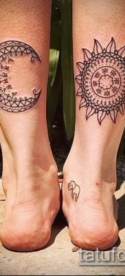 fotó a nap és a hold tetoválásról (jelentése) - példa egy érdekes tetoválási rajzra - 061