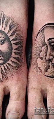 fotó a nap és a hold tetoválásról (jelentése) - példa egy érdekes tetoválási tervre - 056