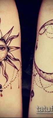 fotó a nap és a hold tetoválásról (jelentése) - egy példa egy érdekes tetoválási tervre - 053