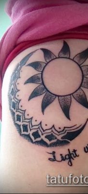 fotó a nap és a hold tetoválásról (jelentése) - egy példa egy érdekes tetoválási rajzra - 049