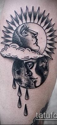 fotó a nap és a hold tetoválásról (jelentése) - egy példa egy érdekes tetoválási rajzra - 047