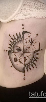 fotó a nap és a hold tetoválásról (jelentése) - egy példa egy érdekes tetoválási tervre - 024