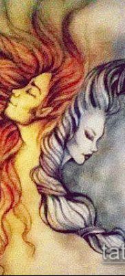 fotó a nap és a hold tetoválásról (jelentése) - egy példa egy érdekes tetoválási tervre - 018