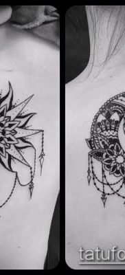 fotó a nap és a hold tetoválásról (jelentése) - egy példa egy érdekes tetoválási tervre - 012