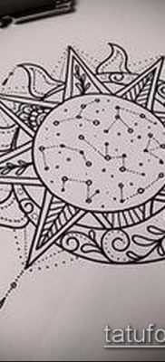 fotó a nap és a hold tetoválásról (jelentése) - egy példa egy érdekes tetoválási tervre - 010