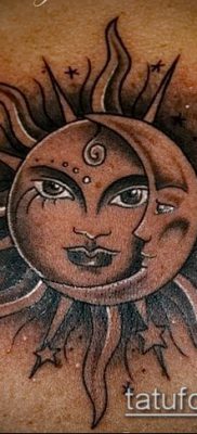 fotó a nap és a hold tetoválásról (jelentése) - egy példa egy érdekes tetoválási tervre - 009