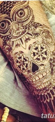 fotó egy bagoly tetoválásról koponyával 2017.10.23. №025 - tetoválóbagoly koponyával -