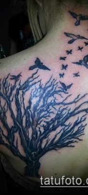 madár nyáj tetoválás №755 - a minta exkluzív változata, amely sikeresen használható egy madárcsapat átalakítására és tetoválásként való alkalmazására az égen