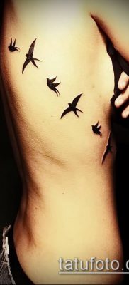 A madárállomány tetoválás # 530 a minta érdekes változata, amely sikeresen használható madárcsapat feldolgozására és tetoválásként történő alkalmazására a kulcscsonton.