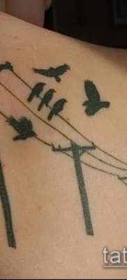 A madárállomány tetoválása # 617 a minta hűvös változata, amely sikeresen használható madarak nyájának feldolgozására és felhelyezésére a lábára tetoválásként