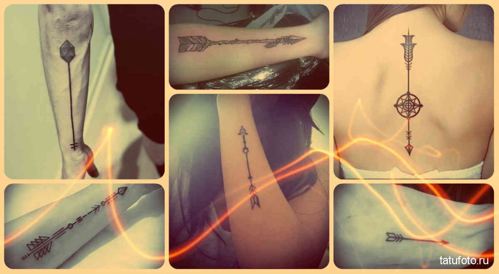 A nyíl tetoválás jelentése - példák a fotón