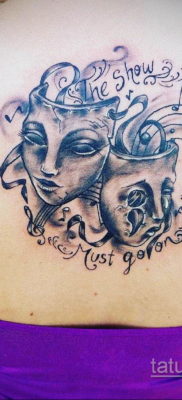 Példa színházi maszkok tetoválására 2019.09.09 №036 - tetoválószínházi maszkok -