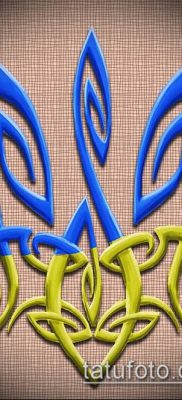 TATTOO TIDES № 592 - a kép hűvös változata, amely sikeresen használható az ukrajnai háromság finomítására és tetoválásként történő alkalmazására