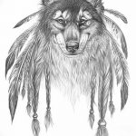 Снимка на татуировка с вълк и пера от 21.09.2018 г. №055 - татуировка вълк и перо -