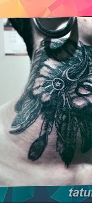 Снимка на татуировка с вълк и пера от 21.09.2018 г. №057 - татуировка вълк и перо -