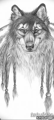 Снимка на татуировка с вълк и пера от 21.09.2018 №055 - татуировка вълк и перо -