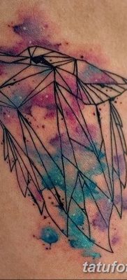 Снимка на татуировка с вълк и пера от 21.09.2018 г. №042 - татуировка вълк и перо -