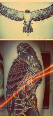 A sólyom tetoválás jelentése - fotók a kész tetoválásokról