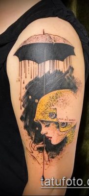 fotó egy esernyő tetoválásról (jelentése) - példa egy érdekes tetoválási rajzra - 070