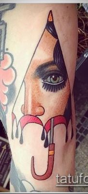 fotó egy esernyő tetoválásról (jelentése) - példa egy érdekes tetoválási rajzra - 017