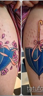 fotó egy esernyő tetoválásról (jelentése) - példa egy érdekes tetoválási rajzra - 008