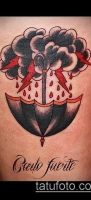 fotó egy esernyő tetoválásról (jelentése) - példa egy érdekes tetoválási rajzra - 007