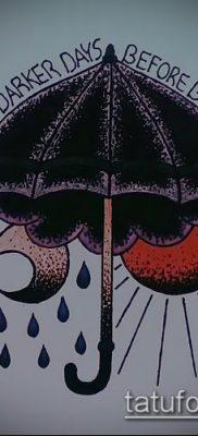 fotó egy esernyő tetoválásról (jelentése) - példa egy érdekes tetoválási rajzra - 006