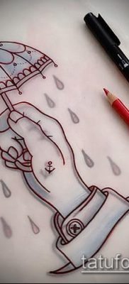 fotó egy esernyő tetoválásról (jelentése) - példa egy érdekes tetoválási rajzra - 004