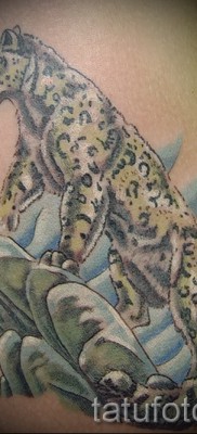 Fotó egy leopárd tetoválásról - példa egy állatra a sziklán