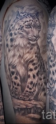 Fotó egy leopárd tetoválásról - példa a vállon és a karon