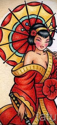 Снимка на татуировка гейша за статия за значението на татуировка с гейша