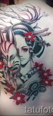 Снимка на татуировка гейша за статия за значението на татуировка с гейша