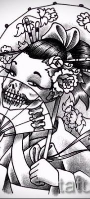 Снимка на татуировка гейша за статия за значението на татуировка с гейша