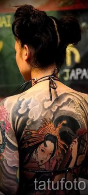 Снимка на татуировка гейша за статия за значението на татуировка с гейша