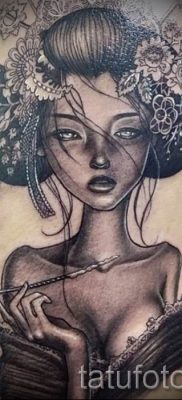 Снимка на татуировка гейша за статия за значението на татуировка с гейша