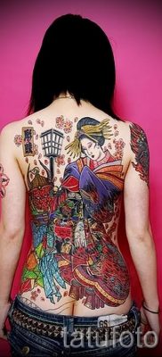 Снимка на татуировка гейша за статия за значението на татуировка с гейша