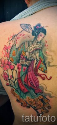 Снимка на татуировка гейша за статия за значението на татуировка с гейша