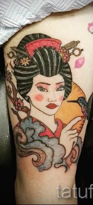 Снимка на татуировка гейша за статия за значението на татуировка с гейша