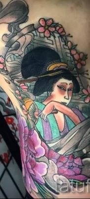 Снимка на татуировка гейша за статия за значението на татуировка с гейша