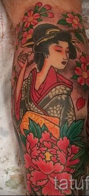 Снимка на татуировка гейша за статия за значението на татуировка с гейша