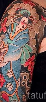 Снимка на татуировка гейша за статия за значението на татуировка с гейша