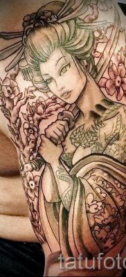 Снимка на татуировка гейша за статия за значението на татуировка с гейша