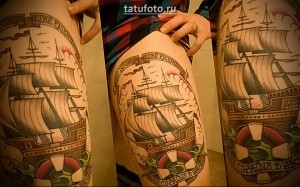 Példa egy nagy tetoválásra hajóval