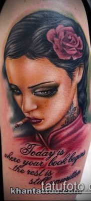 fotó egy tetováló arcról (portré tetoválás) (érték) - példa rajz - 004