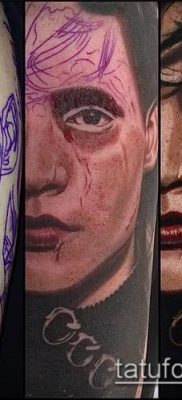 fotó egy tetováló arcról (portré tetoválás) (érték) - példa rajz - 003