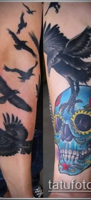 holló koponya tetoválás (jelentése) - egy példa egy érdekes tetoválás tervezésre - 058