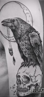 holló a koponya tetováláson (jelentése) - egy példa egy érdekes tetoválási rajzra - 055
