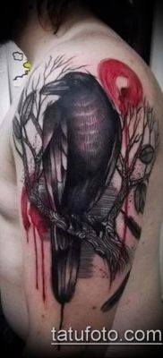 holló a koponya tetováláson (jelentése) - példa egy érdekes tetoválási rajzra - 050