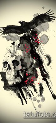 holló koponya tetoválás (jelentése) - példa egy érdekes tetoválási rajzra - 044