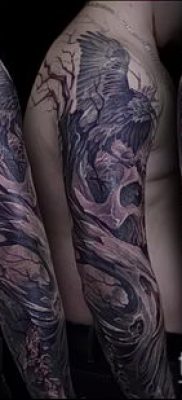 holló koponya tetoválás (jelentése) - példa egy érdekes tetoválási rajzra - 016